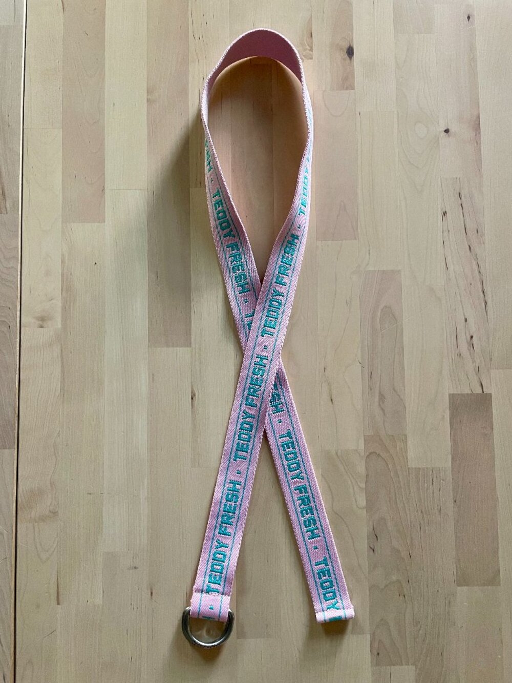 Teddy Fresh Unisex Pink & Teal Woven D-Ring Double Ring Belt One Size